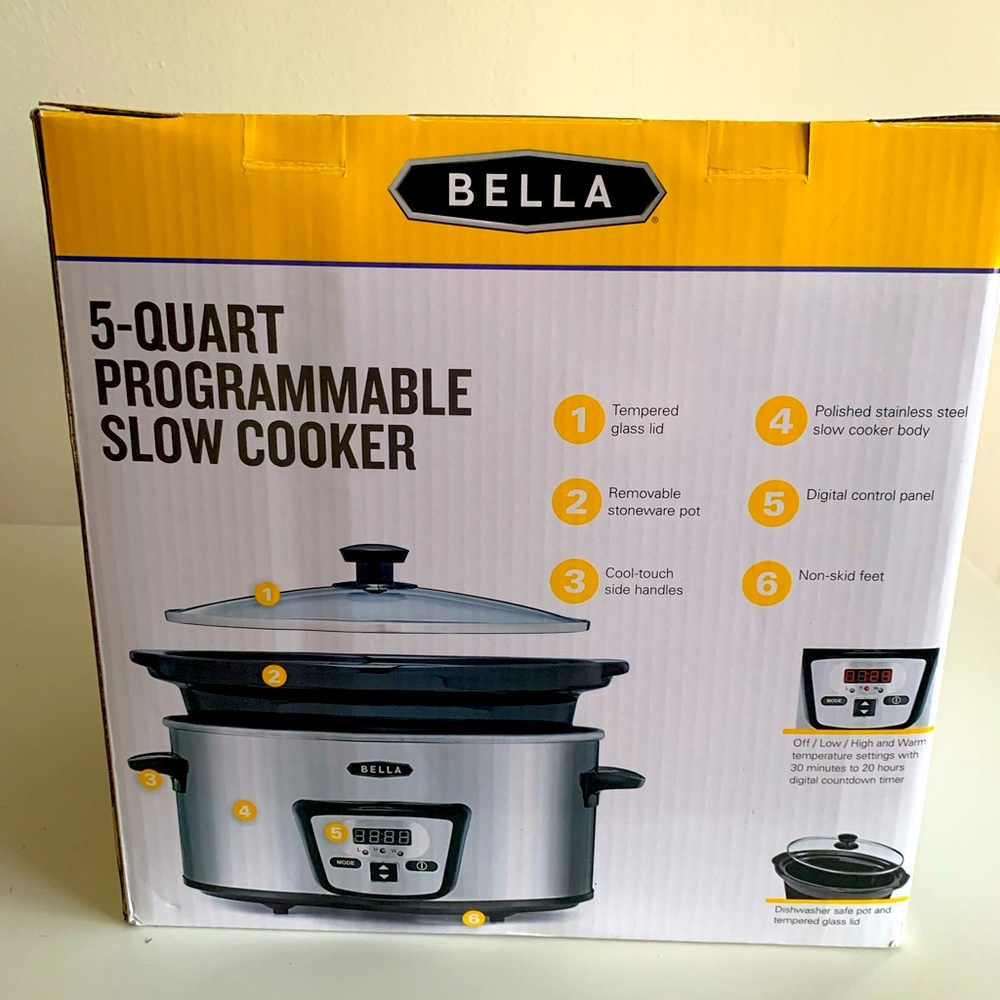 NEW IN BOX Bella 5-Quart Programmable Slow Cooker with digital control panel
